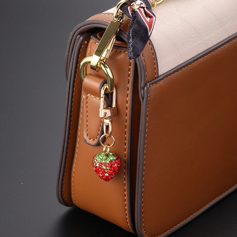 5 Pieces Cute Strawberry Clay Unisex Bag Pendant Keychain