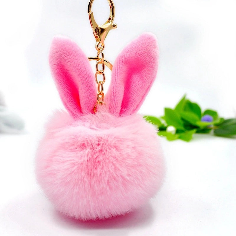 Sweet Artistic Bunny Ears Alloy Rex Rabbit Fur Women’s Keychain
