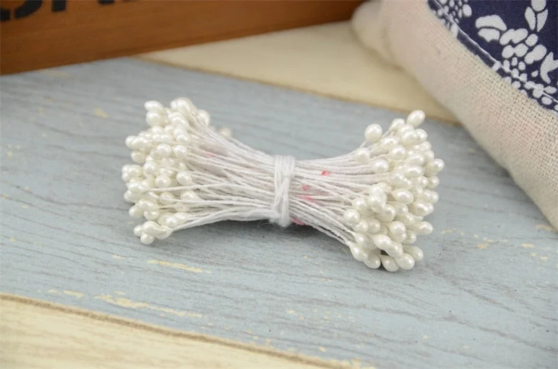 3mm 300pcs Double heads Mini Pearl Stamen Sugar Artificial Flower For Wedding Decoration DIY Scrapbooking Wreath Fake Flowers