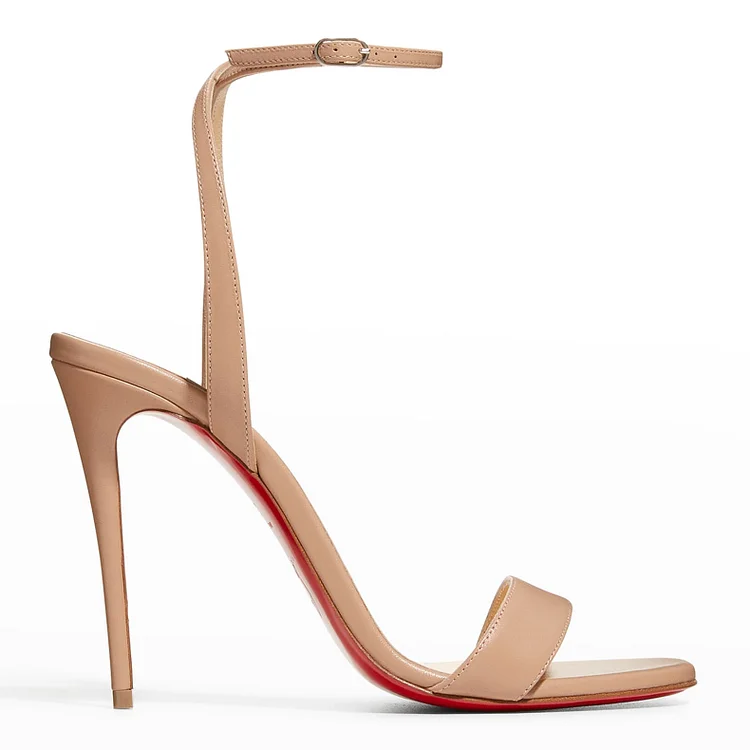 100mm Round Open Toe Ankle Strap High Heel Sandals Red Bottom Pumps