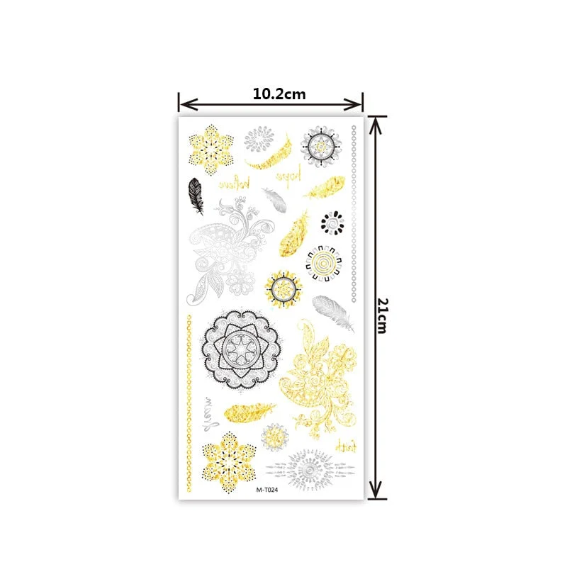 Creative personality exquisite fashion waterproof sweat gold and silver tattoo stickers bronzing and silver tattoo stickers