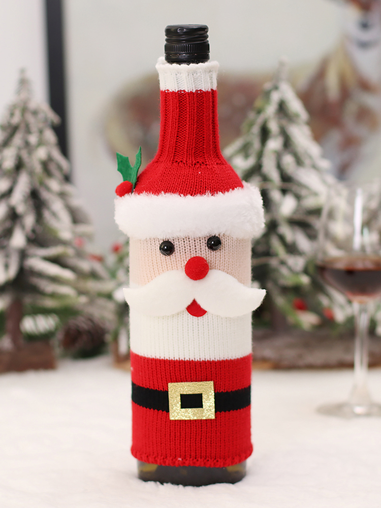 

Christmas Wine Bottle Cover Knitting Bottle Clothes Decor for Home Dining Room, 501 Original