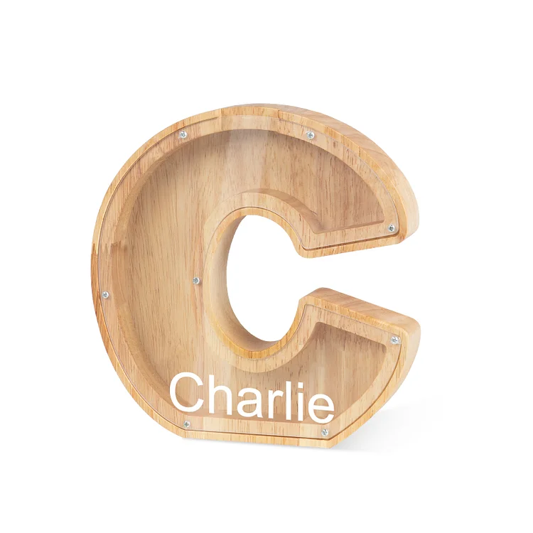 Personalized Name Piggy Bank,Wooden Letter Money Bank Customized Initial Piggy Bank Personalized Coin Bank with Name Engraved Gift for Kids