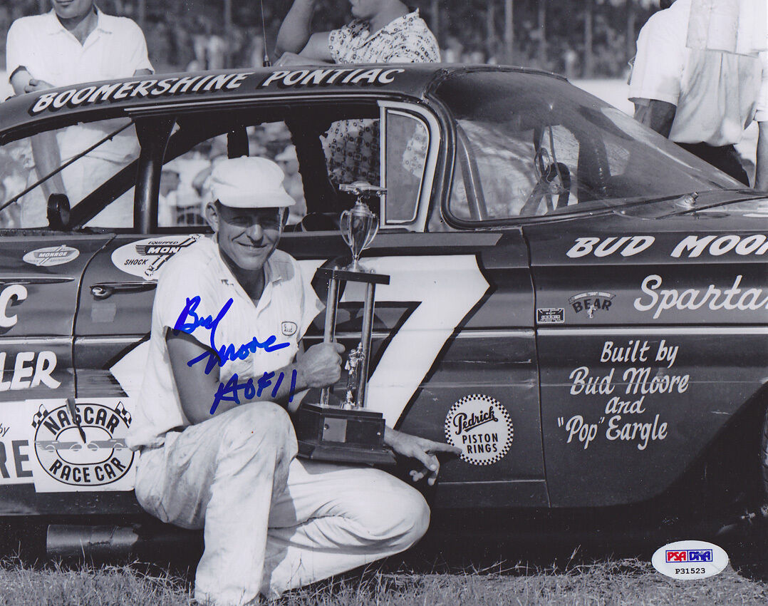 Bud Moore SIGNED 8x10 Photo Poster painting + HOF 11 NASCAR LEGEND Owner PSA/DNA AUTOGRAPHED