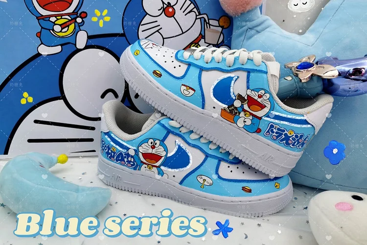 Custom Hand-Painted Sneakers- "Earless Robot Cat"