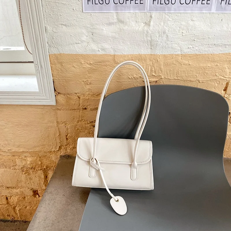 Fashion Women Shoulder Bags 2022 Summer Simple female Handbags PU Leather Tassel underarm bag Casual ladies tote white