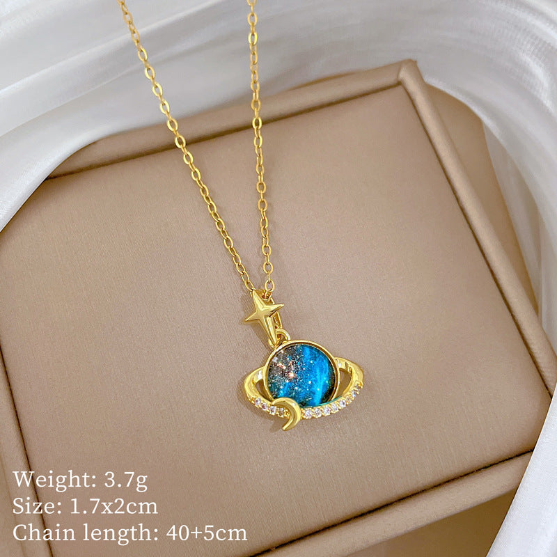 Copper Micro-Inlaid Cross Fashionable And Gorgeous Full Diamond Necklace For Women All-Match Clavicle Chain Titanium Steel