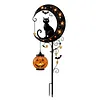 Solar Powered Black Cat & Pumpkin Moon Stake Light Weatherproof Moon Cats LED Stakes Light Auto On/Off Halloween Decorations Solar Lamp for Outdoor Patio Pathway Yard Lawn Decors