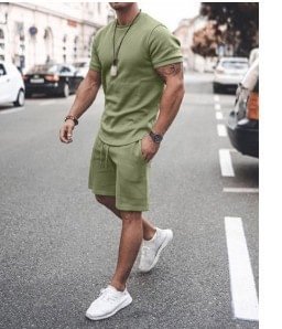 Summer 3D Patchwork Printed T-Shirt Set Sports Short Sleeve + Shorts 2 Piece Men's Fashion Casual Breathable Crew Neck Clothing - Shop Trendy Women's Fashion | TeeYours
