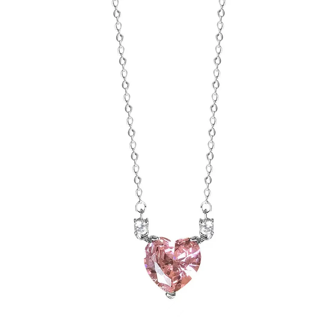 Heart Pink Collarbone Chain Pure Wind Necklace