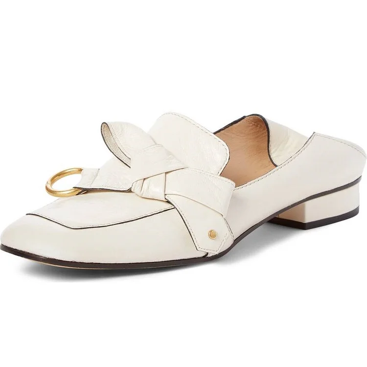 White Square Toe Loafers for Women Comfortable Flats |FSJ Shoes