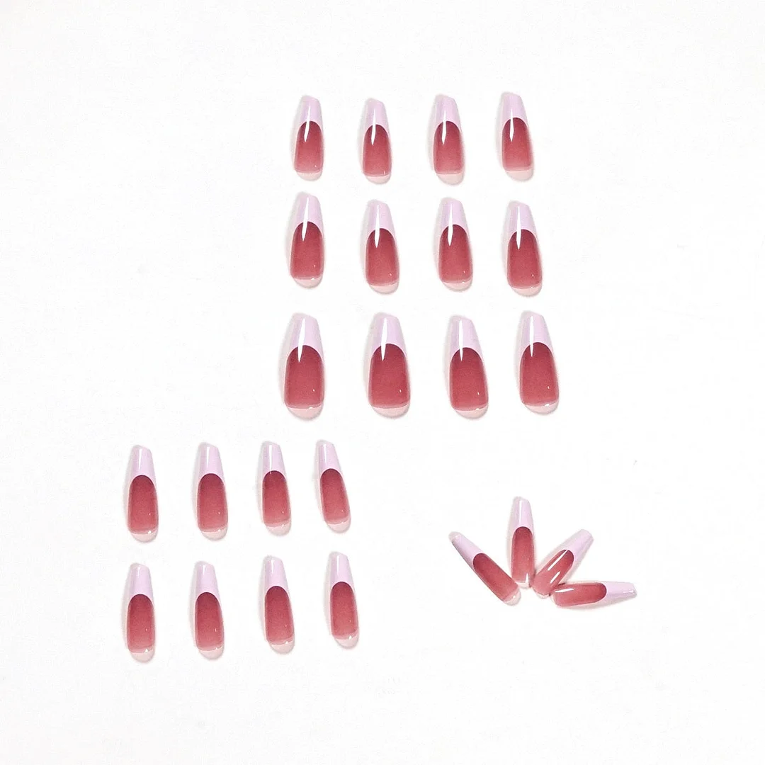 Fake Nails Pink French Full Cover Fake Nails DIY Glue Press On Nails Nail Supplies For Professionals-Nail Inspo