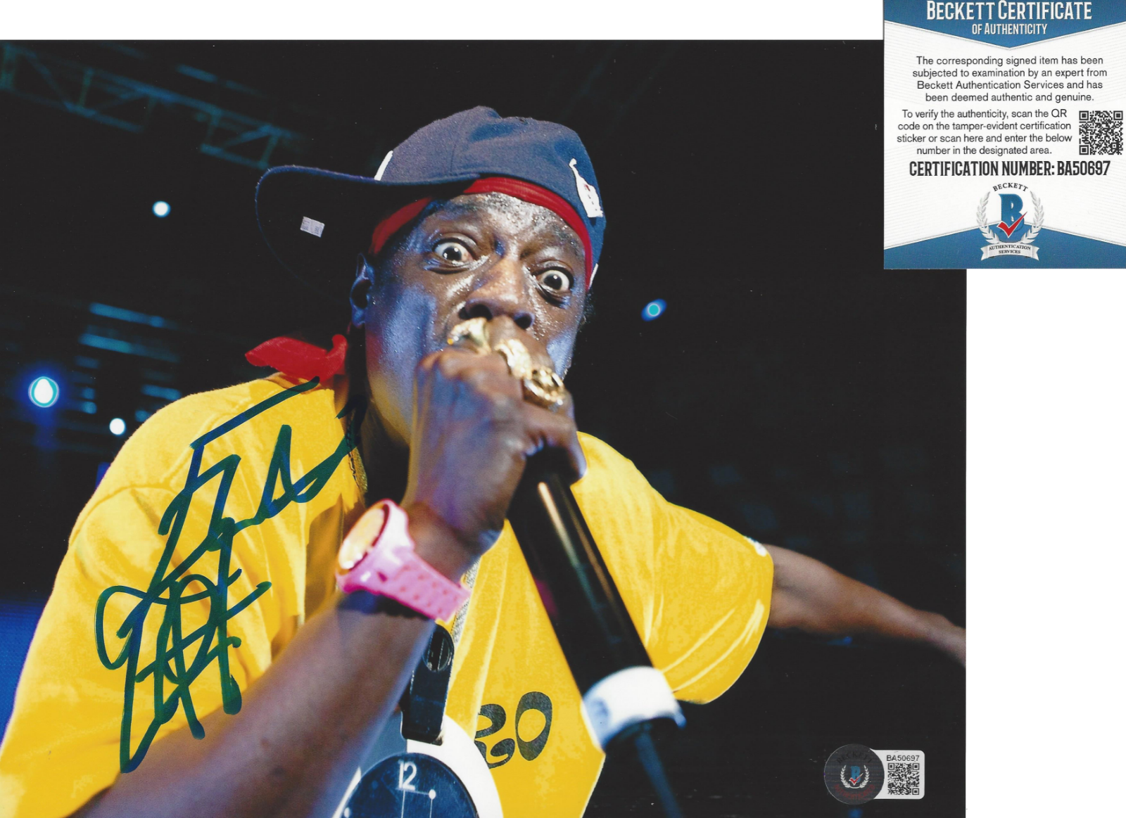 FLAVOR FLAV of PUBLIC ENEMY SIGNED 8x10 Photo Poster painting HIP HOP LEGEND D BECKETT COA BAS