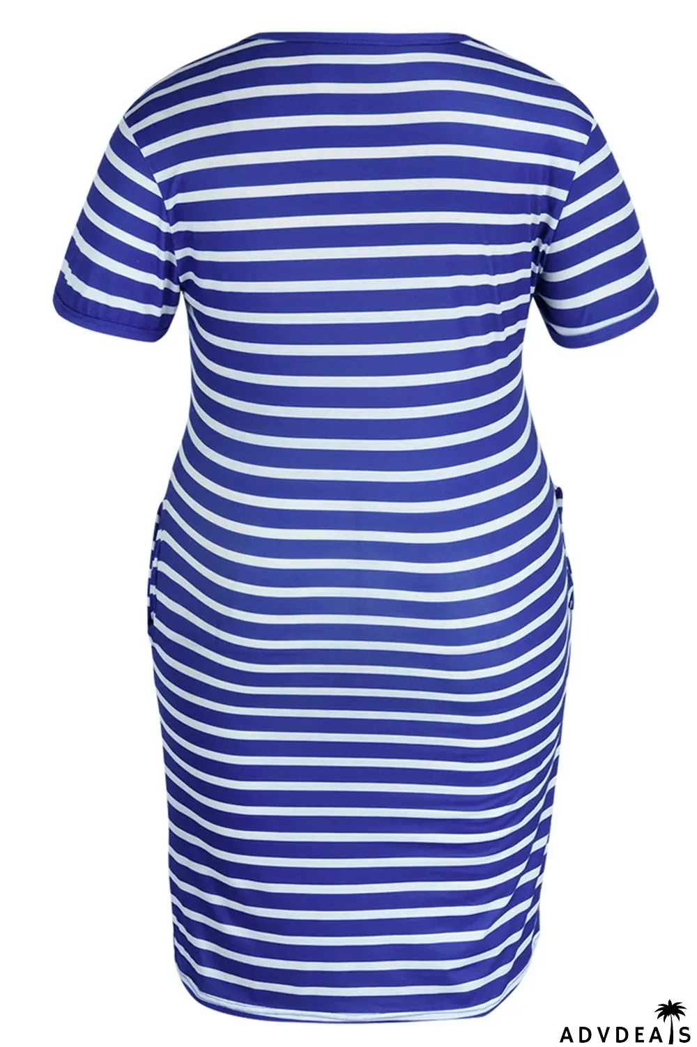 Red Casual Striped Print Patchwork V Neck Straight Plus Size Dresses