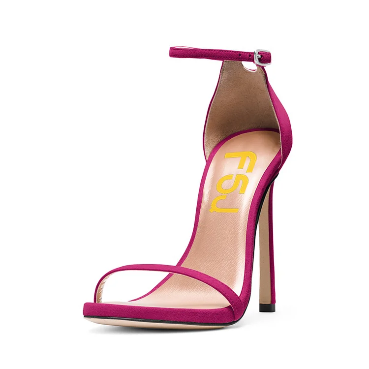 Women's Plum Open Toe Stiletto Evening Heel Ankle Strap Sandals |FSJ Shoes