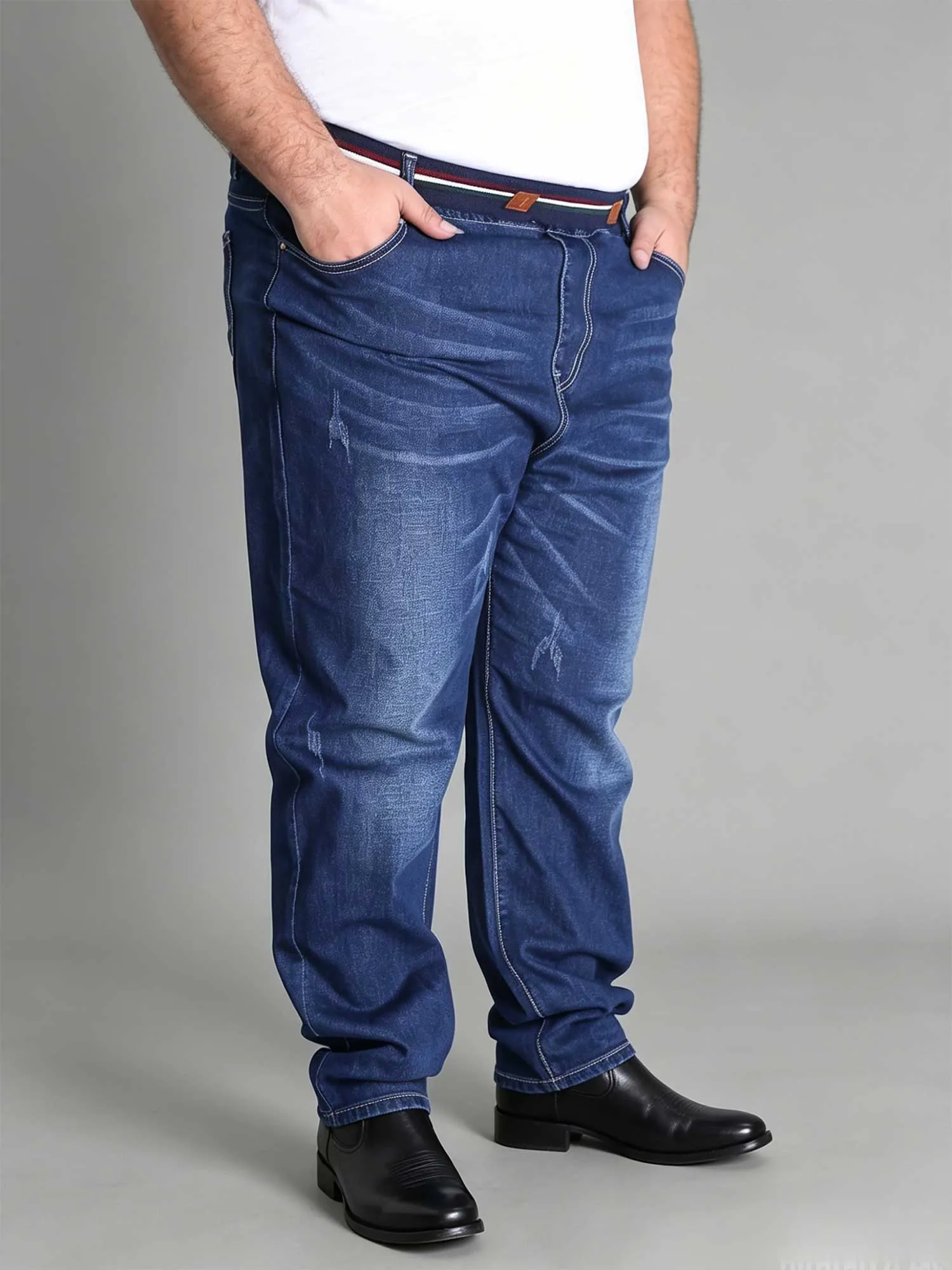 Men's High-Stretch Denim Jeans &mdash; Straight-Leg, Casual, Plus-Size Trousers