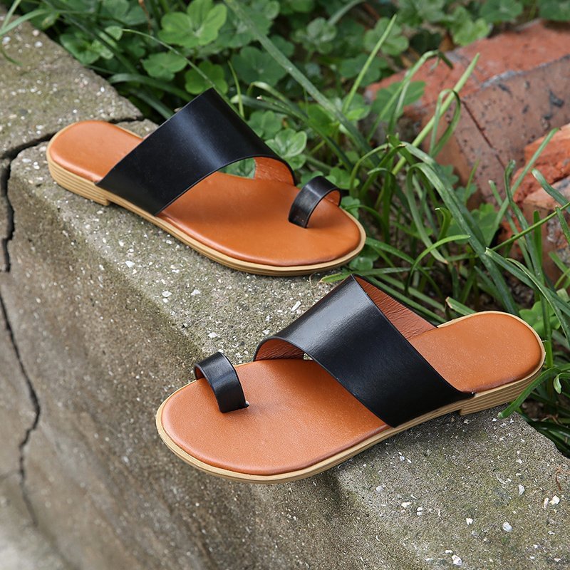 womens toe loop leather sandals