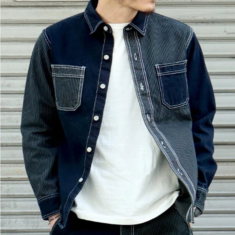 Vintage 13oz Denim Panel Stripe Shirt