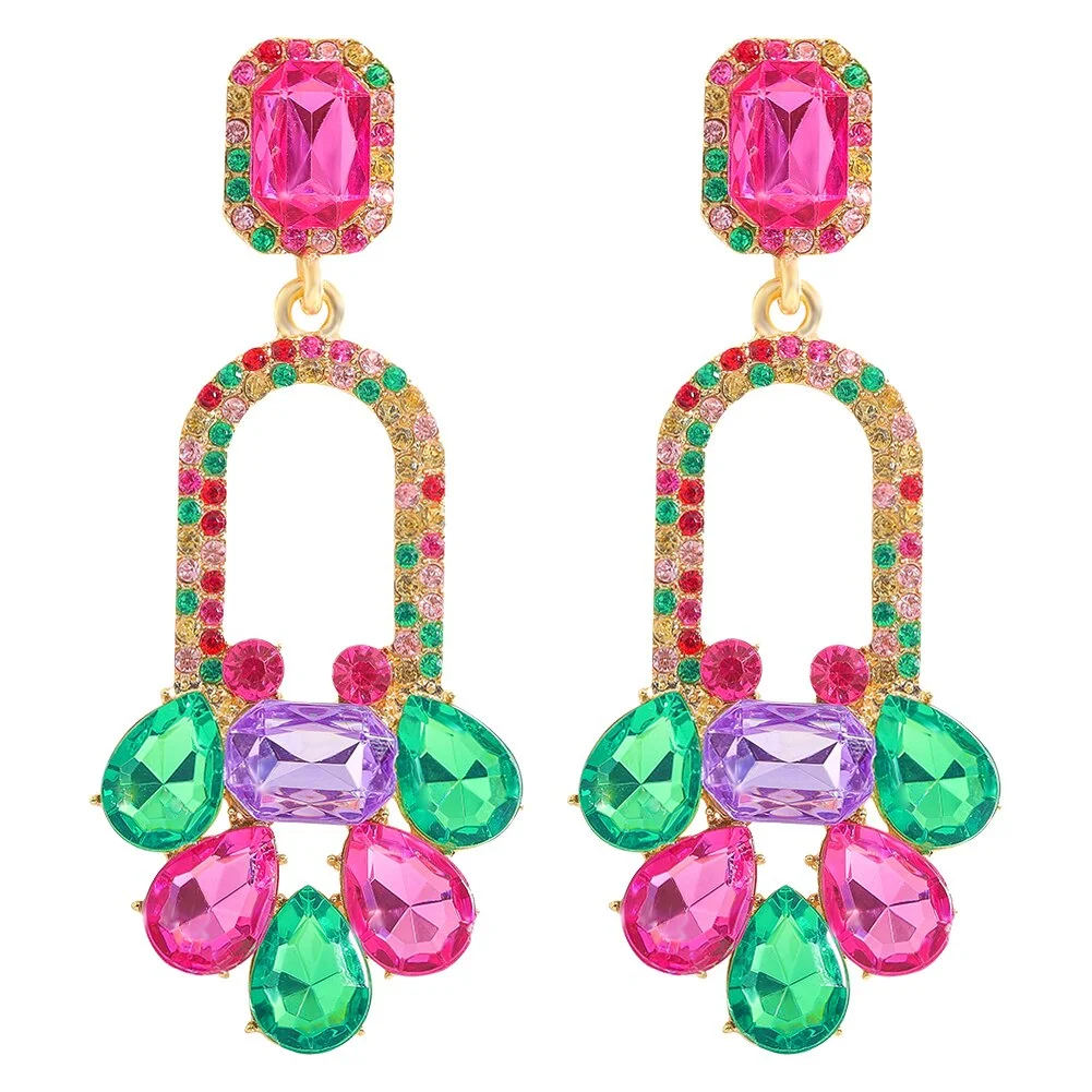 Dvacaman Newest Multicolor Crystal Drop Earrings Fine Jewelry Accessories For Women Fashion Rhinestone Tassel Earrings Wholesale