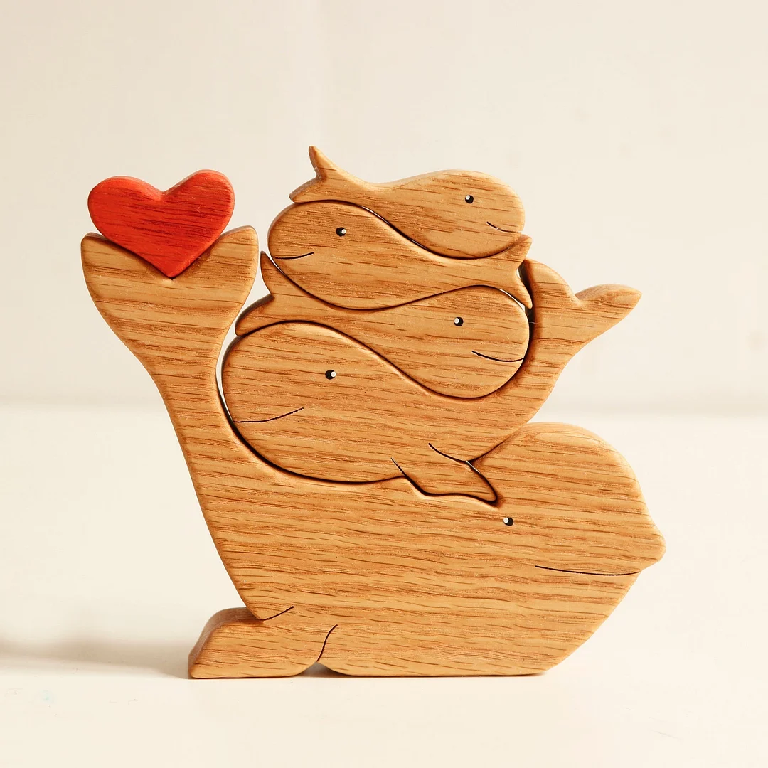 Wooden whales family puzzle lanc&love