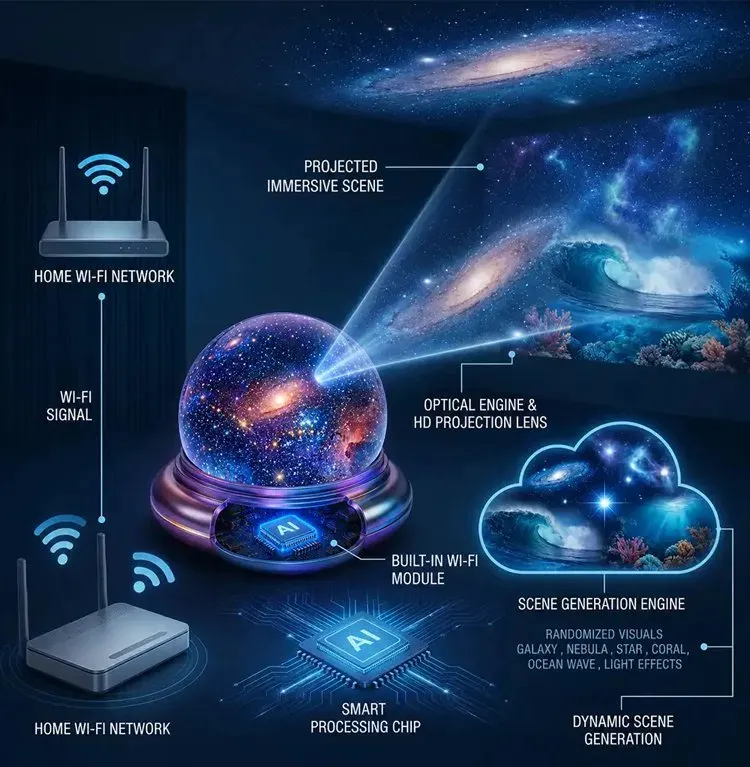 Topacme&trade; Deep Sea & Star Hologram Projector | Large-sphere projection & 4K immersive visuals. Instantly soothe your night!
