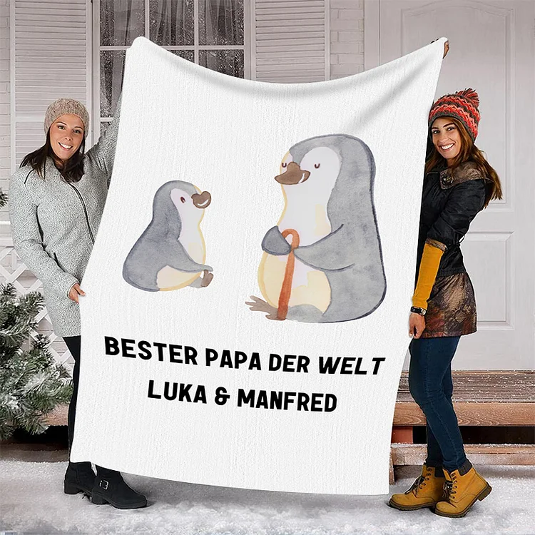 Kettenmachen Personalisierbarer Text Pinguin Decke - Bester Papa der Welt- Geschenk für Vater