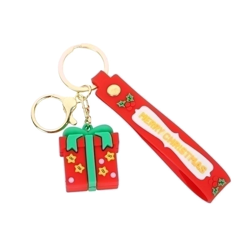 Cute Christmas Tree Santa Claus Elk PVC Metal Christmas Women’s Bag Pendant Keychain