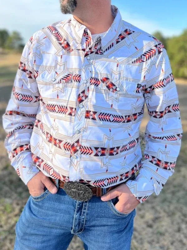 Mens Western Aztec Print Shirt