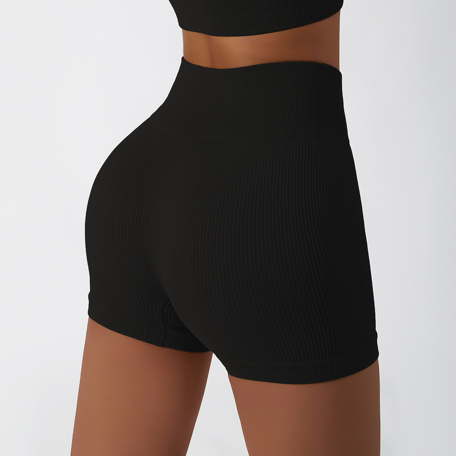 Different types of high waist butt lifting ribbed seamless yoga shorts without camel toe online shopping on Hergymclothing