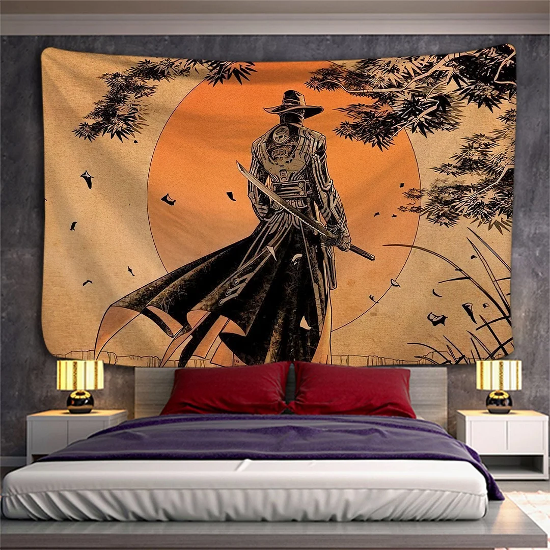 Aikido Armor Bushido Katana Battle Psychedelic Tapestry Wall Hanging Room Carpet Dorm Tapestries Art Home Decoration Accessories