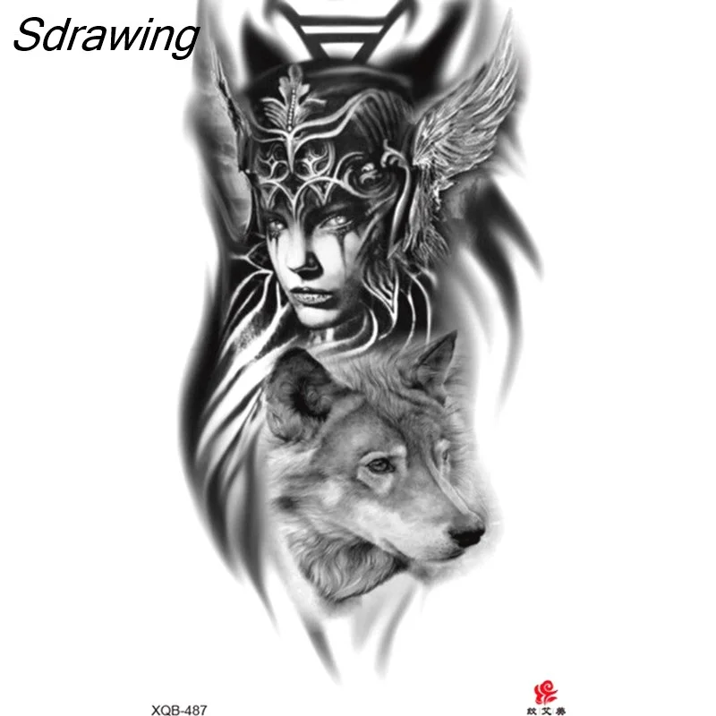 Sdrawing Waterproof Lasting Temporary Tattoo Flower Arm Tattoo Stickers Dark Hot Girl Snake Tiger Lion Fake Tattoo for Women Gifts 328-0