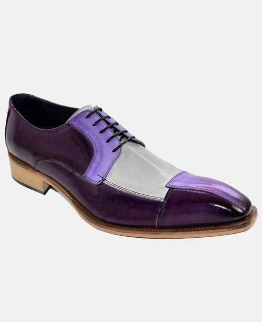 Business Colorblock Lace Up Square Head PU Leather Shoes