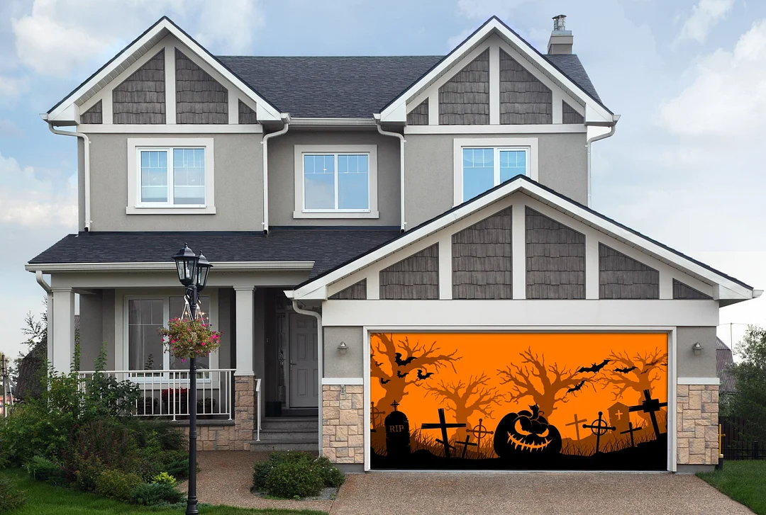 Happy Halloween banner. Halloween pumpkins and bats. Vector illustration