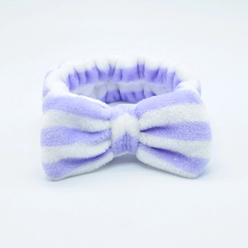 Fashion Stripe Polka Dots Flannel Bowknot Hair Band 1 Piece