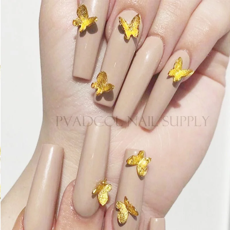 3D Gold Metal Butterfly Nail Art Decoration Sequins Charms Matte Nail Flakes  Jewelry Spring Design Nail Art Manicure Supplies-Nail Inspo