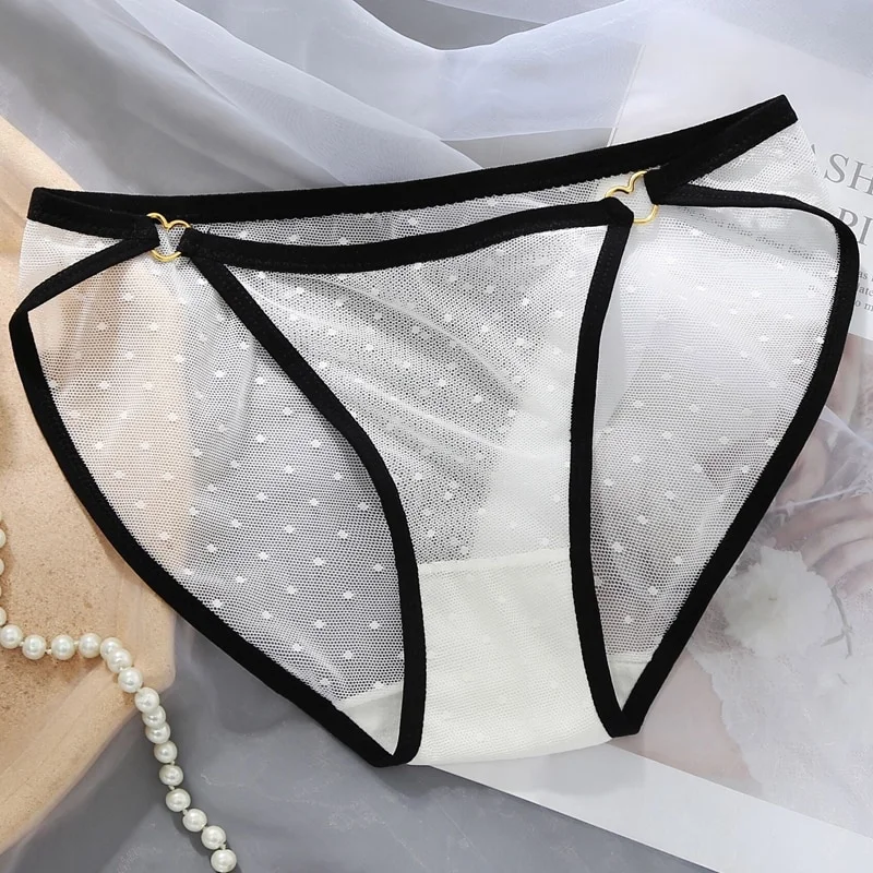 Billionm Women's Lace Underwear Panties Ladies Sexy Charming Net Gauze Transparent Panties Hot Girls Low Waist Briefs Pure Cotton Panties