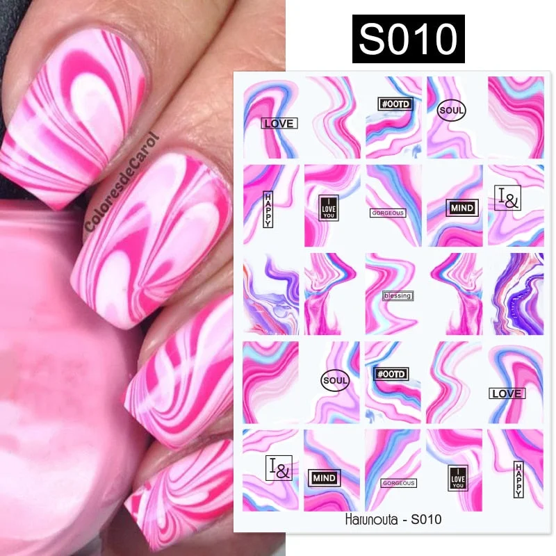 1PC Summer Bronzing Leaf 3D Nail Sticker Iridescent Tropical Leaves Tree Birds Transfer Decals Slider For Nails DIY Decoration-Nail Inspo