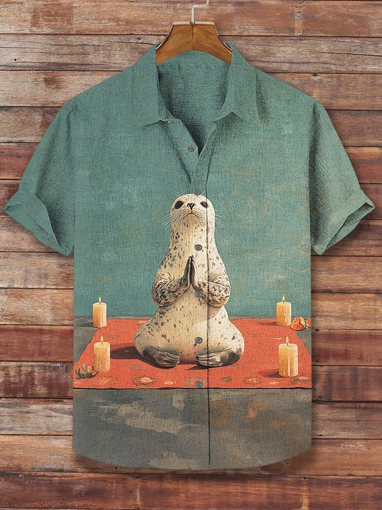 Men's This Otter Is Doing Yoga Print Short Sleeve Shirt