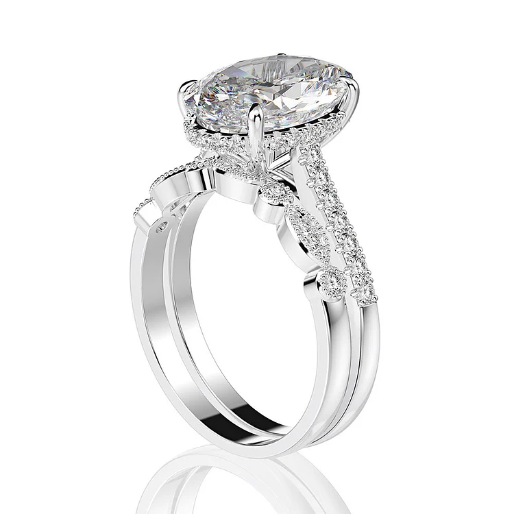 Radiant Cut 4 Carat High Carbon Diamond Ring Set Couple Marriage Can Be Separated