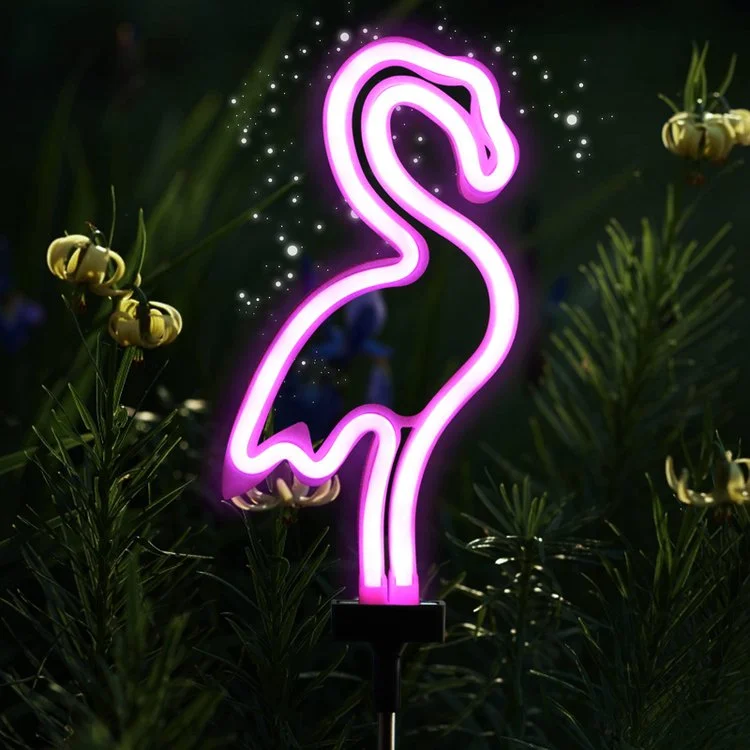 Solar Garden Lights Flamingo Neon Lights Waterproof Outdoor for Garden