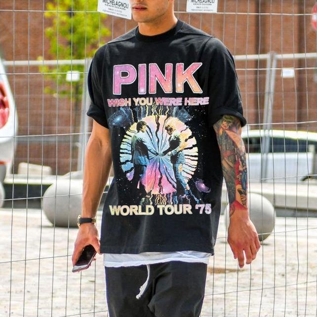 Mens Vintage round neck printed short-sleeved t-shirts