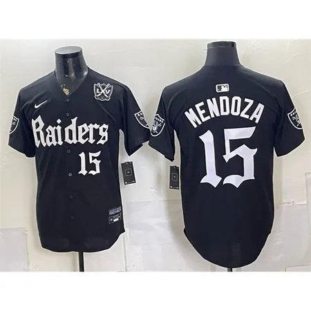 Youth Las Vegas Raiders #15 Fernando Mendoza Black "Gothic Sin City Shadows Edition" With 65th Anniversary Patch Vapor Limited Jersey