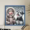 Girl With Puppy-11CT Stamped Cross Stitch 40*40cm/15.75*15.75in tapestrymarket