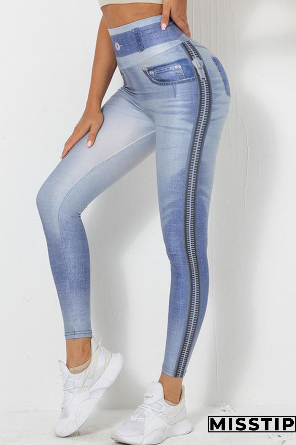 Blue Sportswear Print Patchwork