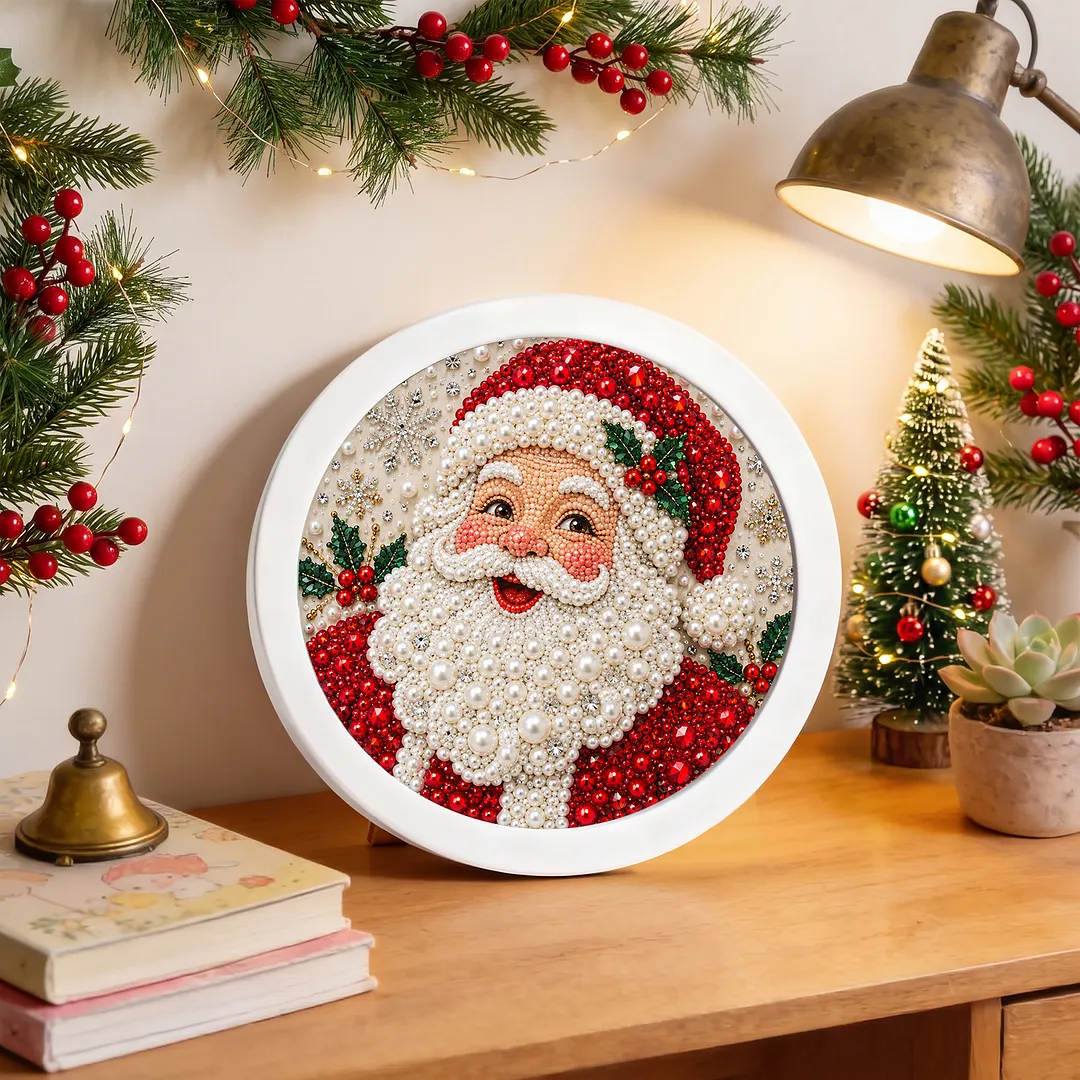 Framed Pearl Painting Kit Christmas Round Bead 7.87x7.87in