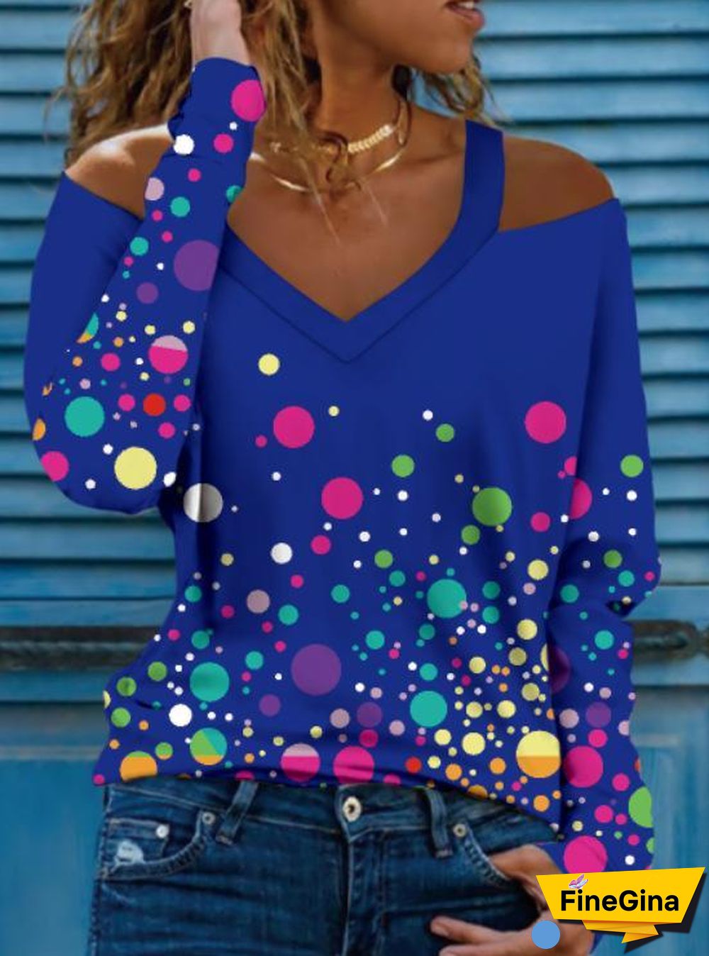 Comfortable Long Sleeve Printed Hollow Top