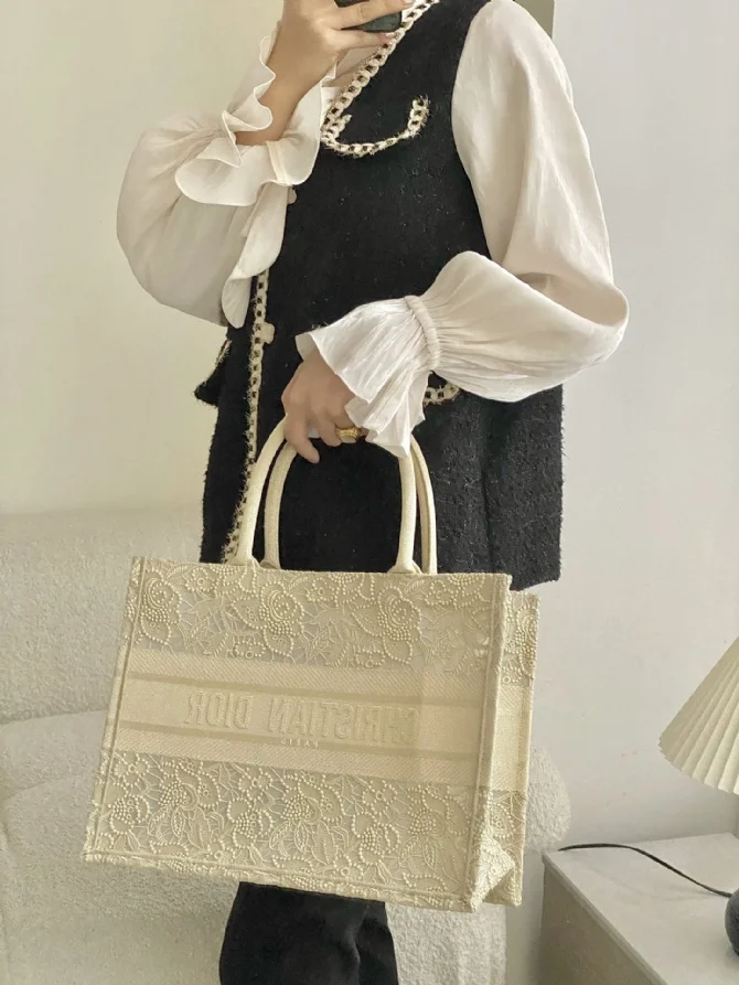 CD_book_tote23夏季新款蕾絲金色中號_36cm_