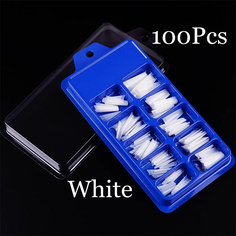 100pcs Nail Gel Full Cover Nail Forms Acrylic False Fake Nails Quick Building Mold Tips Dual Forms Nail Finger Extension