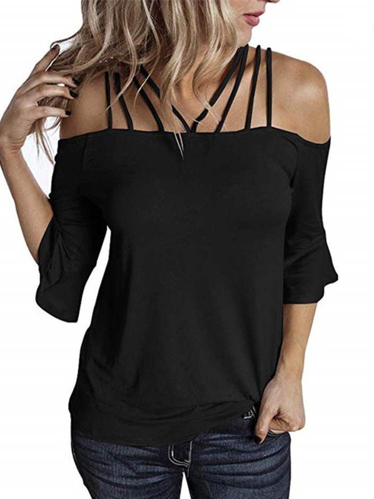 Women's Fashion Flared Sleeve Loose Casual Versatile Blouses & Shirts