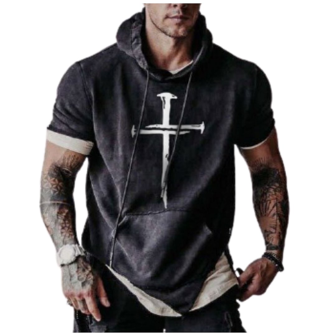 Mens Cross Print Casual Hoodie / [viawink] /
